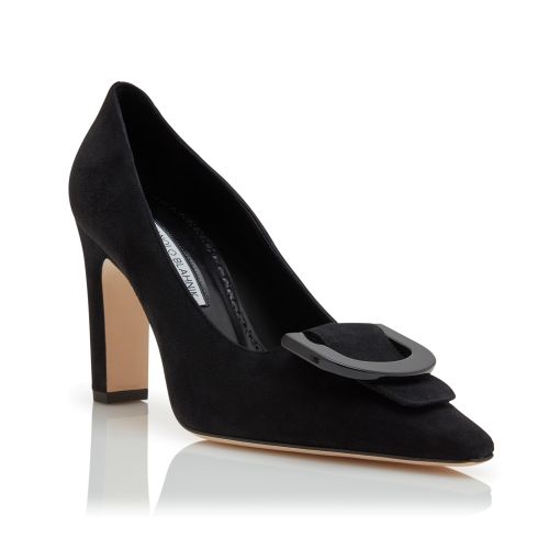 Black Suede Pointed Toe Pumps 