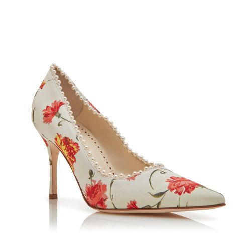 Ivory Satin Pearl Detail Pumps