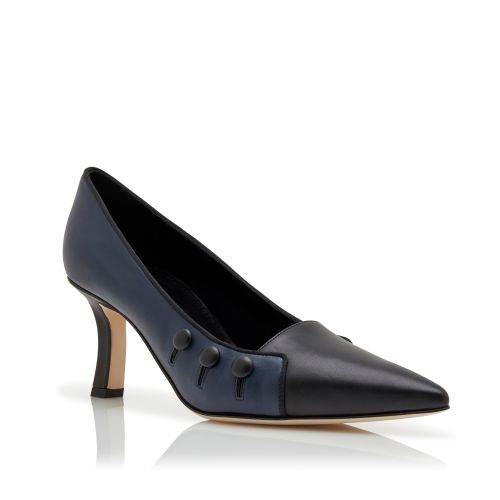 Navy Blue Nappa Leather Pumps