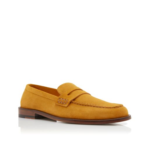 Yellow Suede Penny Loafers 