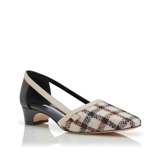 Light Beige Wool Tartan Pumps