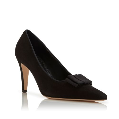 Black Suede Bow Detail Pumps