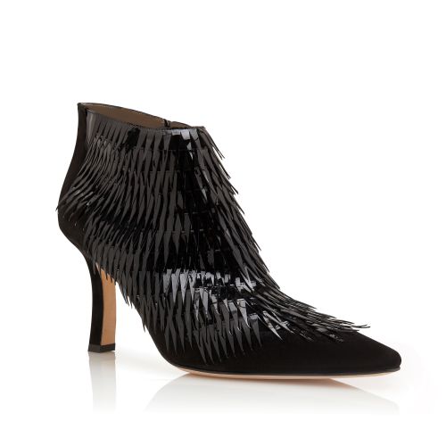 Black Patent Leather Ankle Boots 