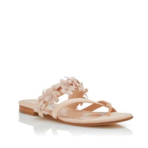 Light Pink Nappa Leather Flat Sandals