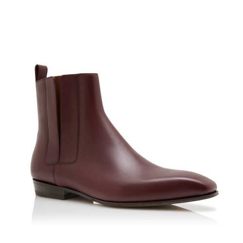 Dark Red Calf Leather Ankle Boots