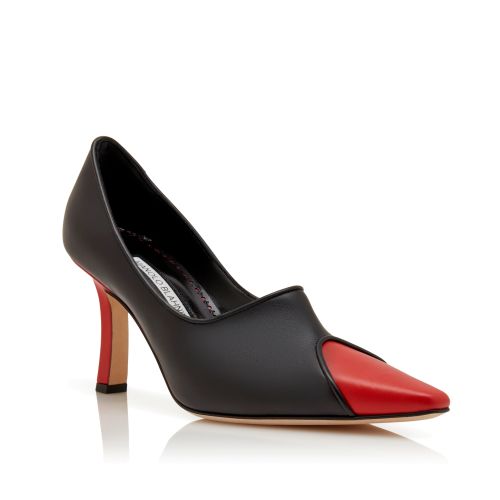 Black and Red Calf Leather Pumps 