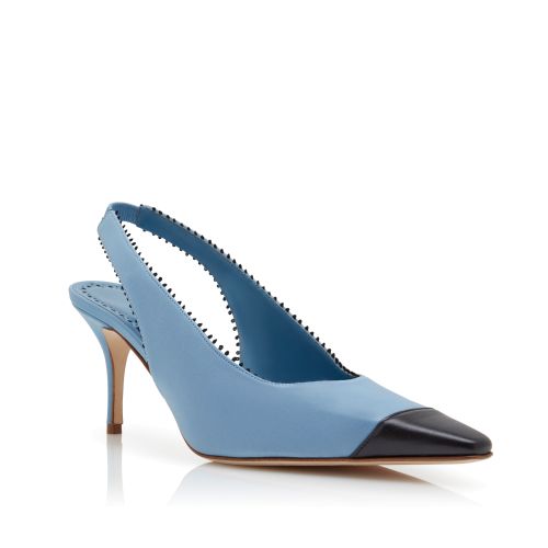 Light Blue Nappa Leather Slingback Pumps