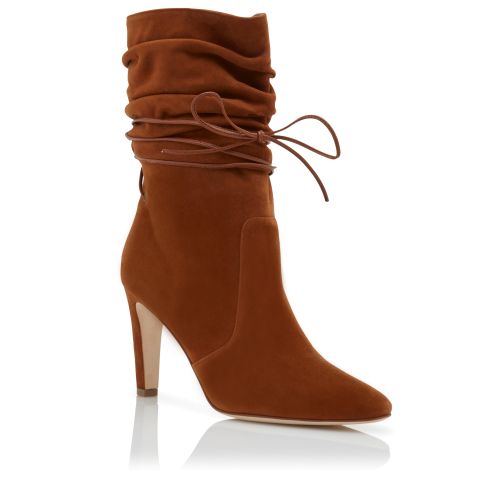 Brown Suede Slouchy Ankle Boots