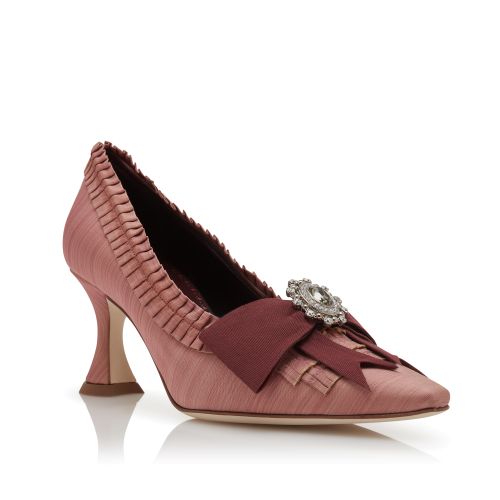 Pink Silk Bow Detail Pumps