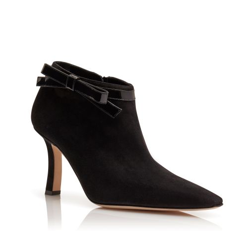 Black Suede Bow Detail Boots