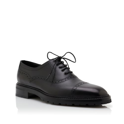 Black Calf Leather Lace-Up Shoes