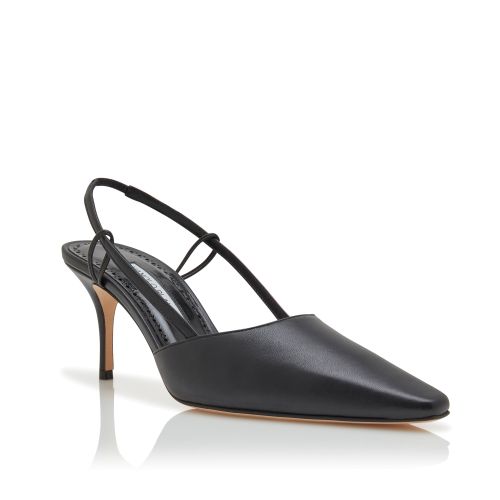Black Nappa Leather Slingback Pumps