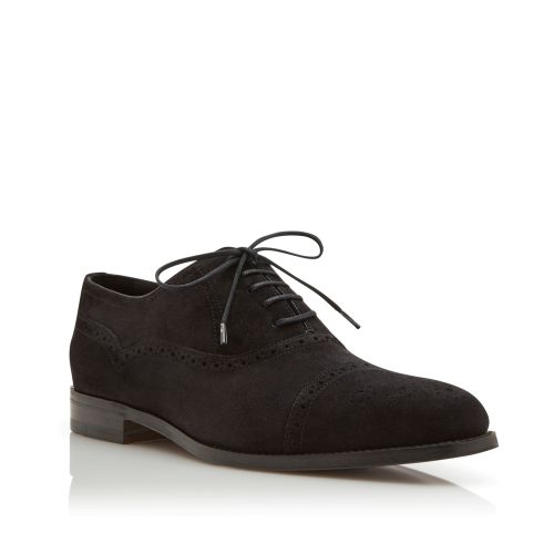 Black Suede Cap Toe Oxfords