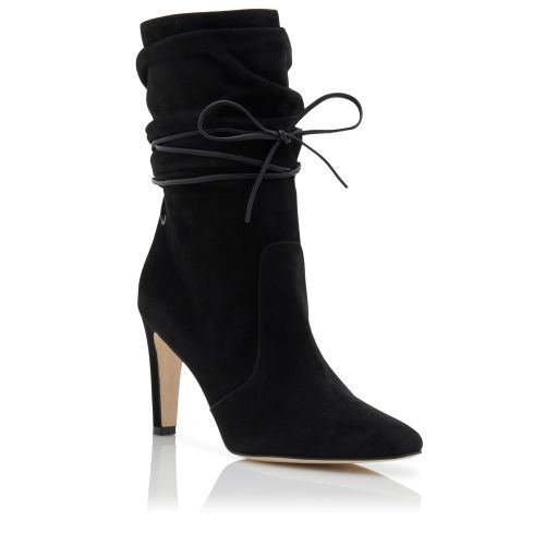 Black Suede Slouchy Ankle Boots