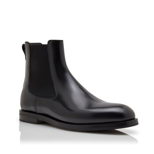 Black Calf Leather Ankle Boots