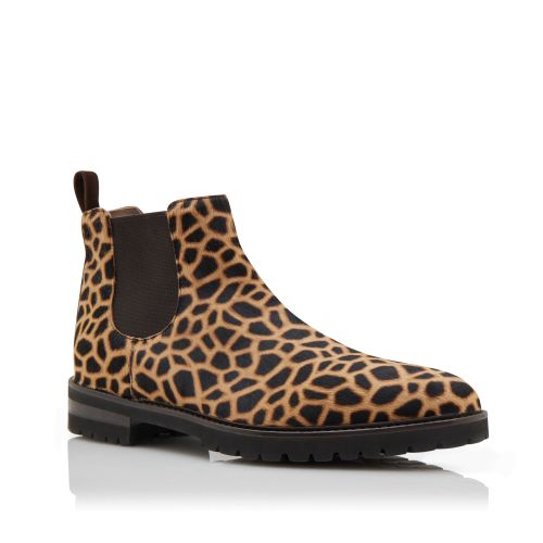 Brown Calf Hair Animal Print Ankle Boots 