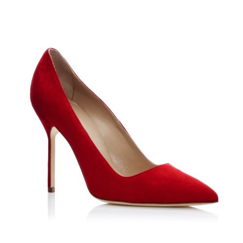 Red Suede Pointed Toe Pumps