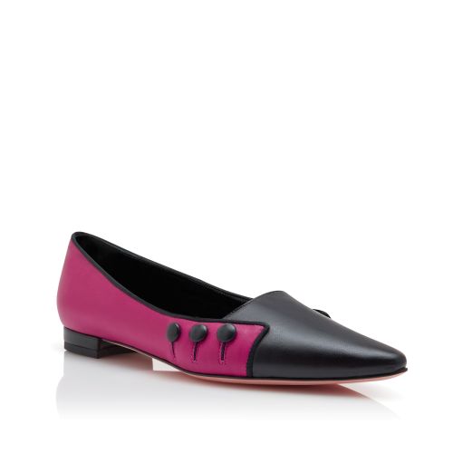 Dark Pink Nappa Leather Flat Pumps