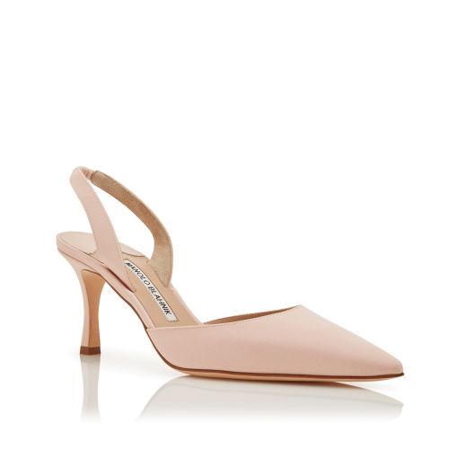 Light Pink Crepe De Chine Slingback Pumps