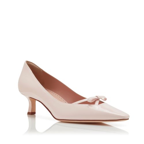 Light Pink Patent Leather Bow Detail Pumps
