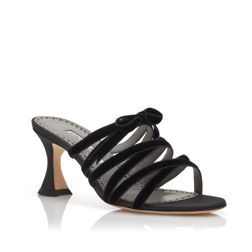 Black Silk Criss-Cross Mules
