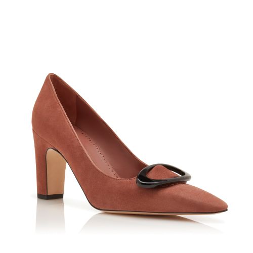 Brown Suede Pointed Toe Pumps
