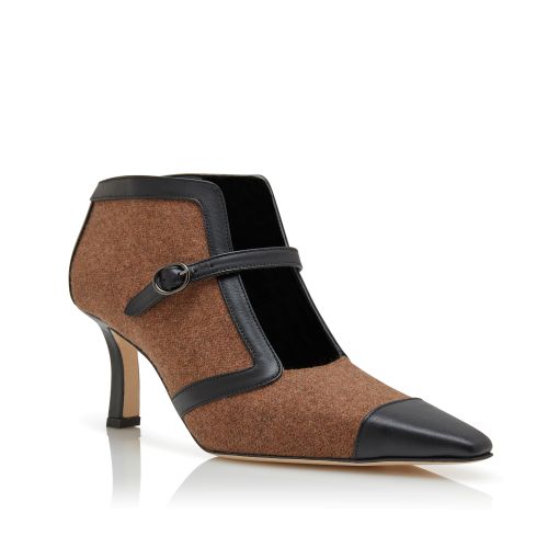 Brown and Black Wool Ankle Boots
