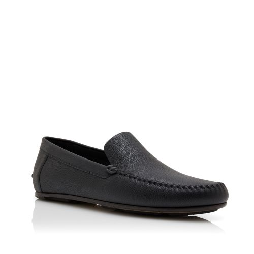 Black Calf Leather Slippers