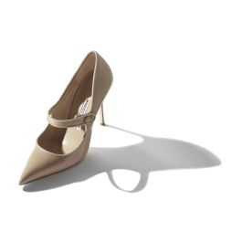 CAMPARINEW | Cool Beige Patent Leather Pointed Toe Pumps | Manolo