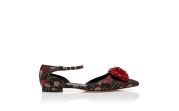 MARGARO | Black Floral Print Jacquard Flat Shoes | Manolo Blahnik