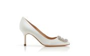 HANGISI 70 | White Satin Jewel Buckle Pumps | Manolo Blahnik HANGISI 70 | White Satin Jewel Buckle Pumps | Manolo Blahnik