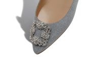 HANGISIFLAT GLITTER | Silver Glitter Fabric Jewel Buckle Flat 