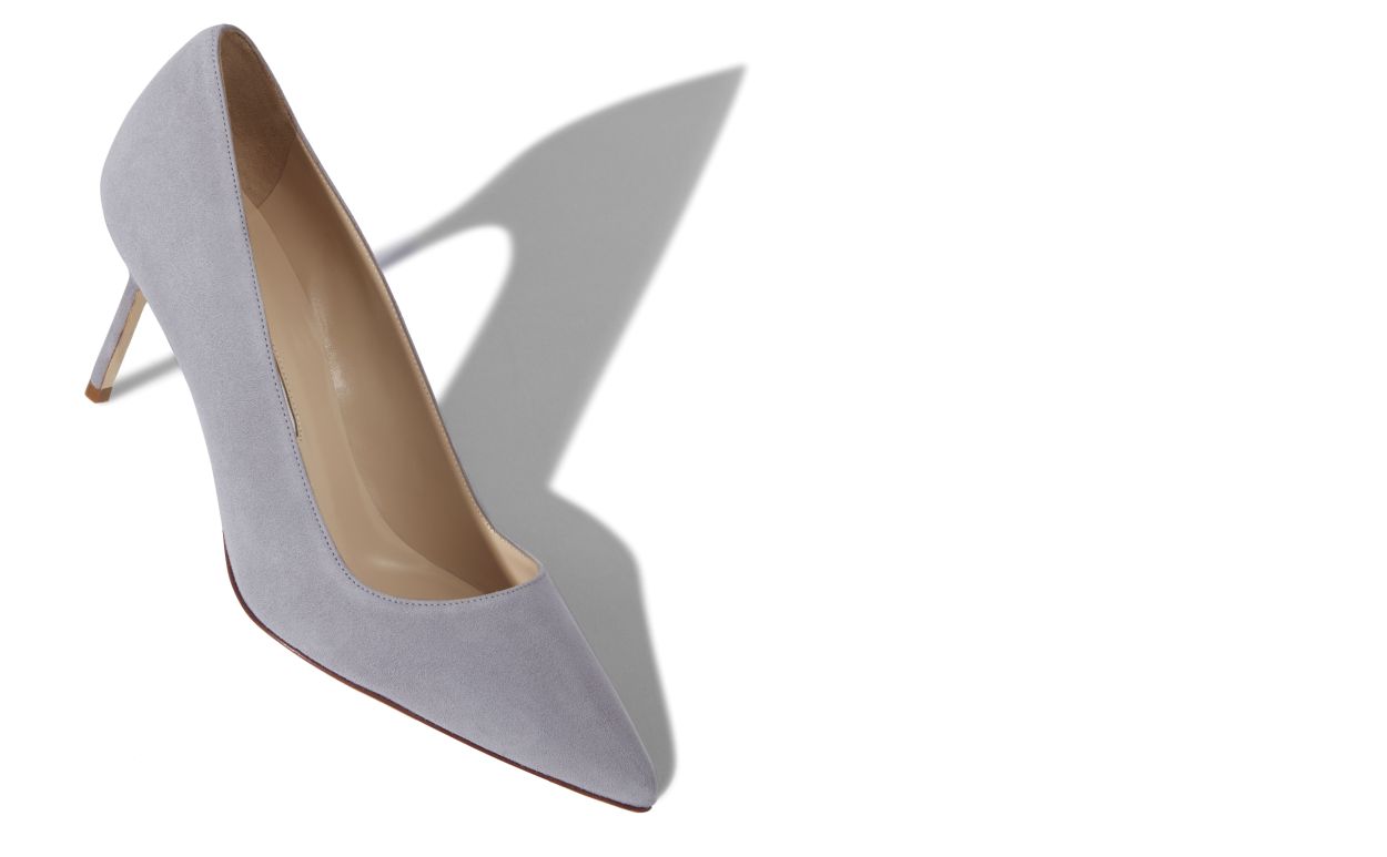 BB 70 | Light Grey Suede Pointed Toe Pumps | Manolo