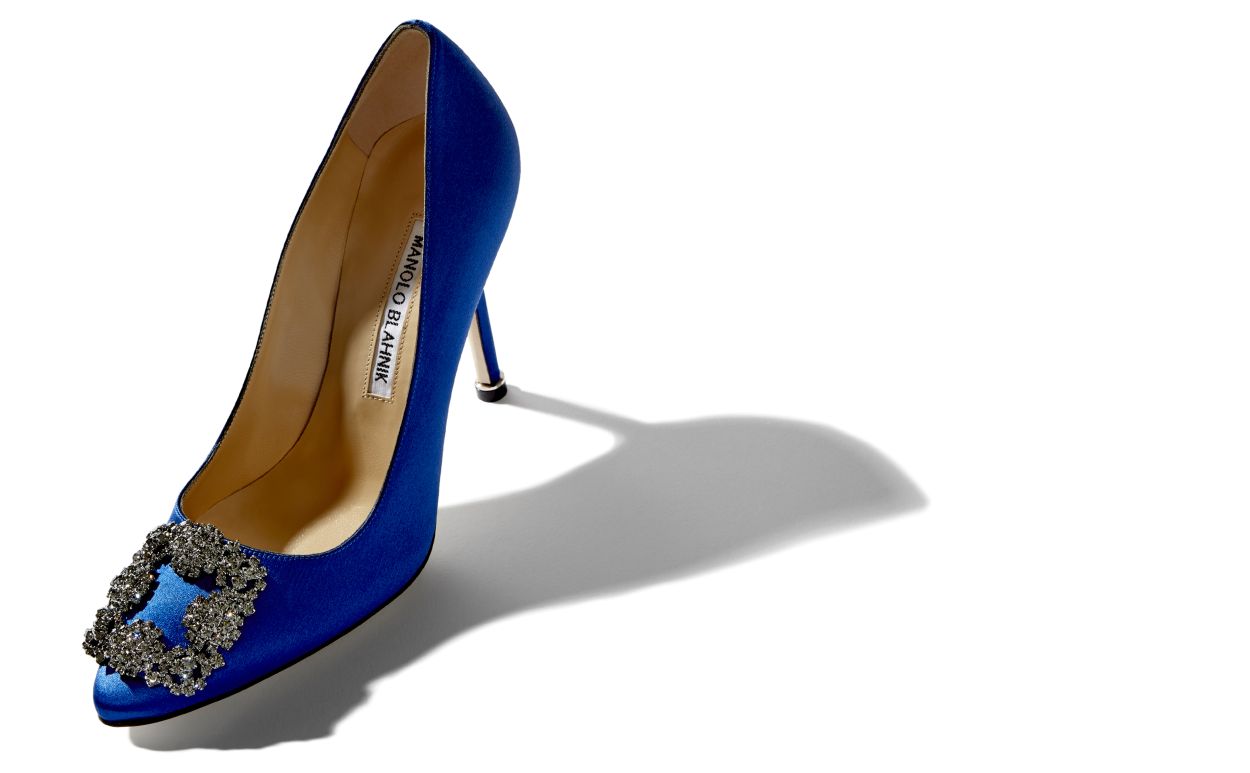 HANGISI | Blue Jewel Buckle Pumps | Blahnik