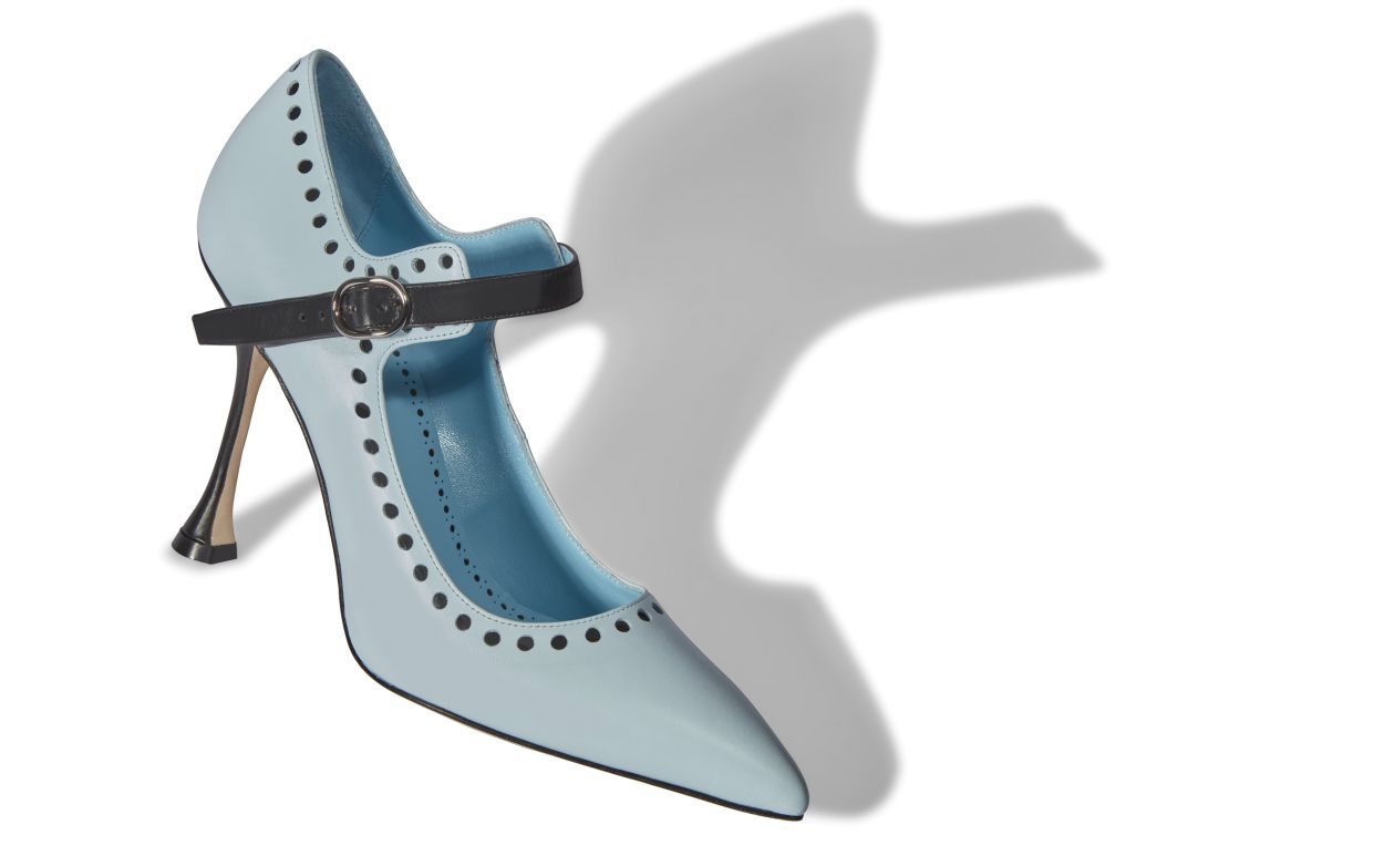 TRAMORA Blue Calf Leather Mary Pumps | Manolo