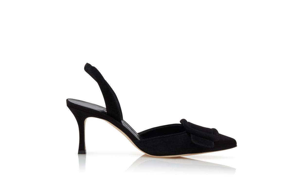 black suede slingback shoes