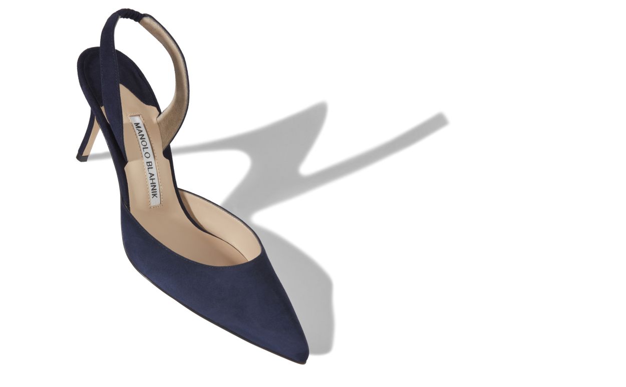 Parlament Gentagen Begrænse CAROLYNE 70 | Navy Blue Suede Slingback Pumps | Manolo Blahnik