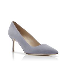 BB 70 | Light Grey Suede Pointed Toe Pumps | Manolo Blahnik