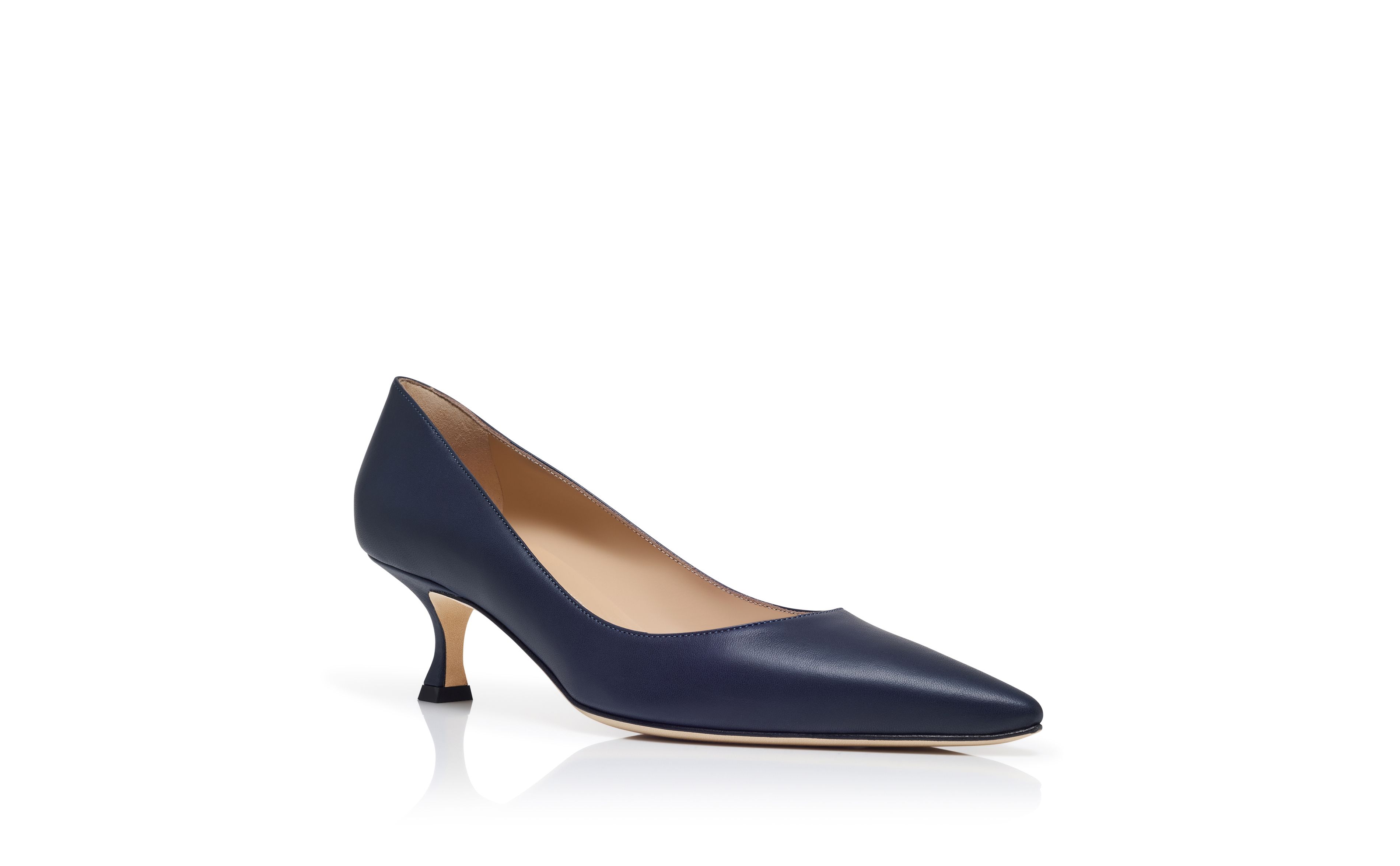 Designer Navy Nappa Leather Pointed Toe Pumps - Image Upsell View