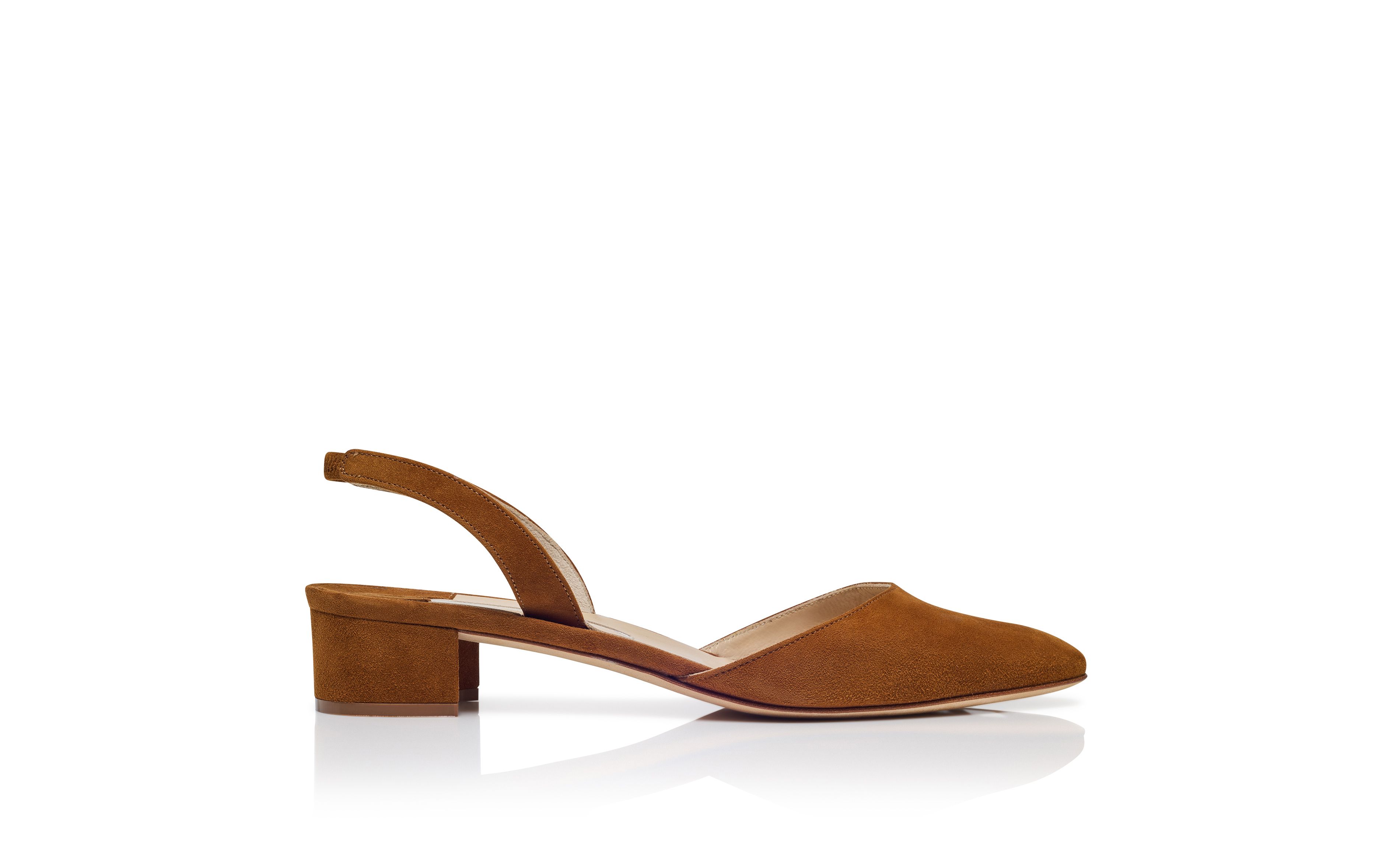 Designer Brown Suede Slingback Pumps - Image Side View