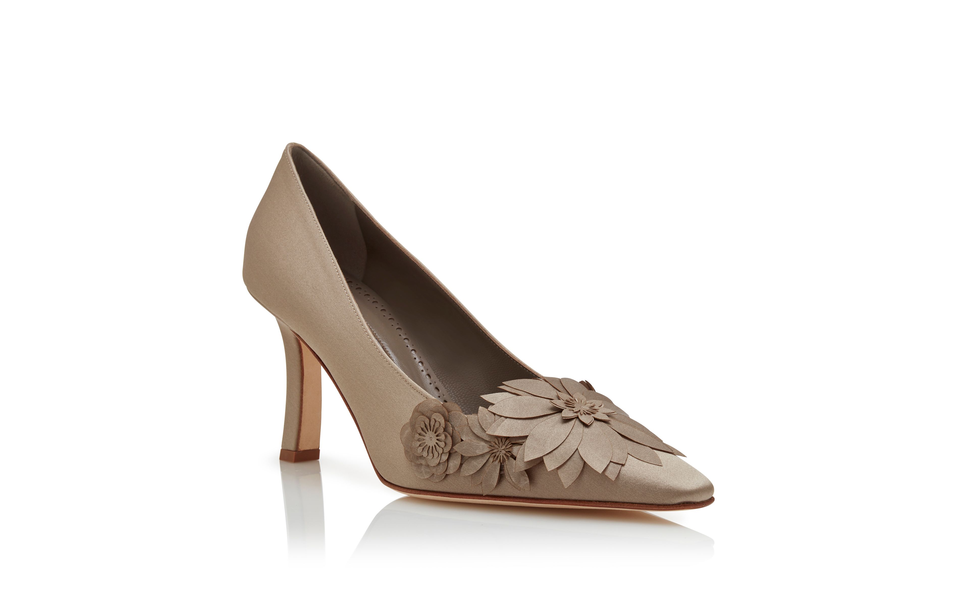 Designer Dark Grey Crepe Satin Pumps  - Image Upsell View