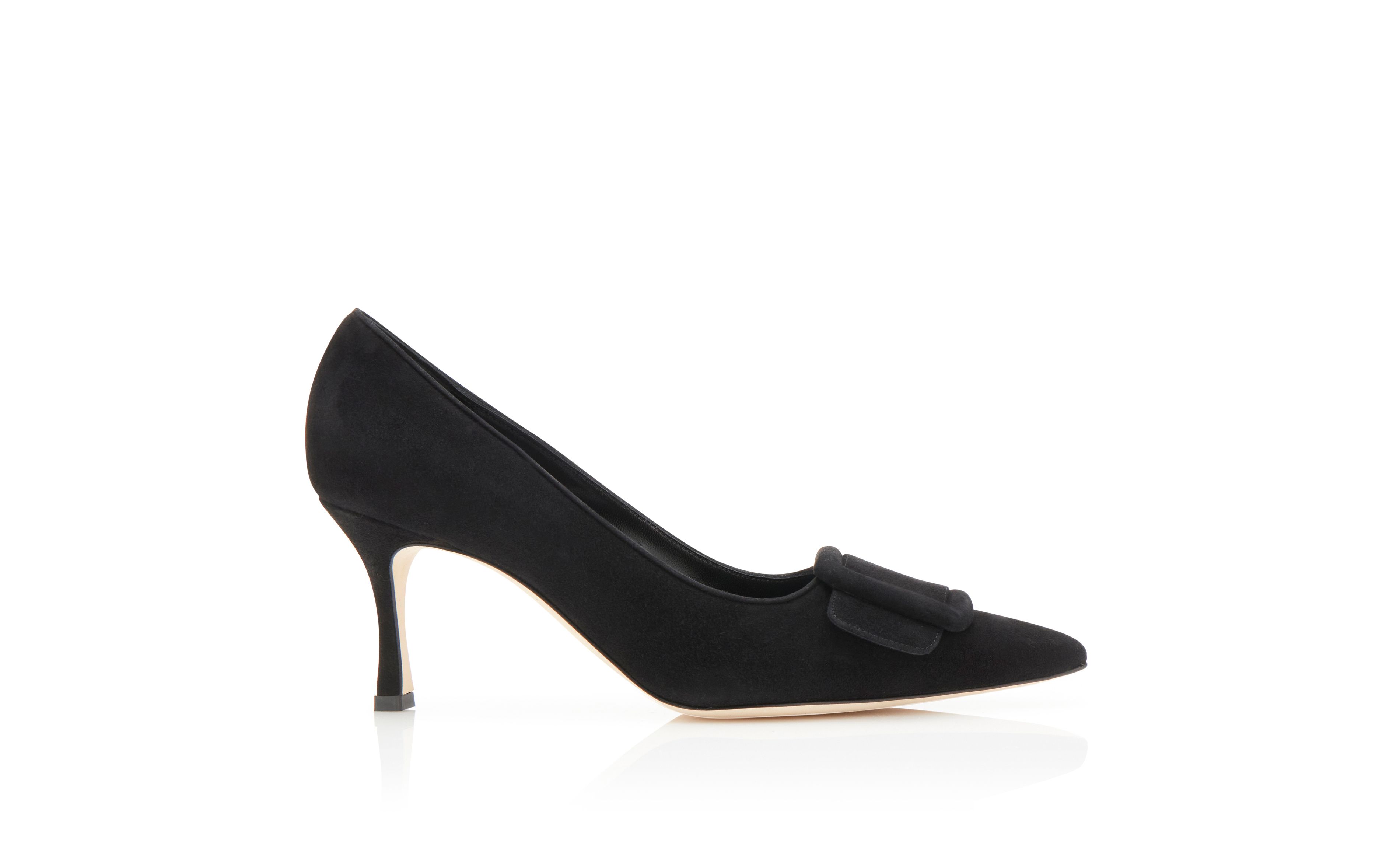 Designer Black Suede Buckle Detail Pumps - Image thumbnail