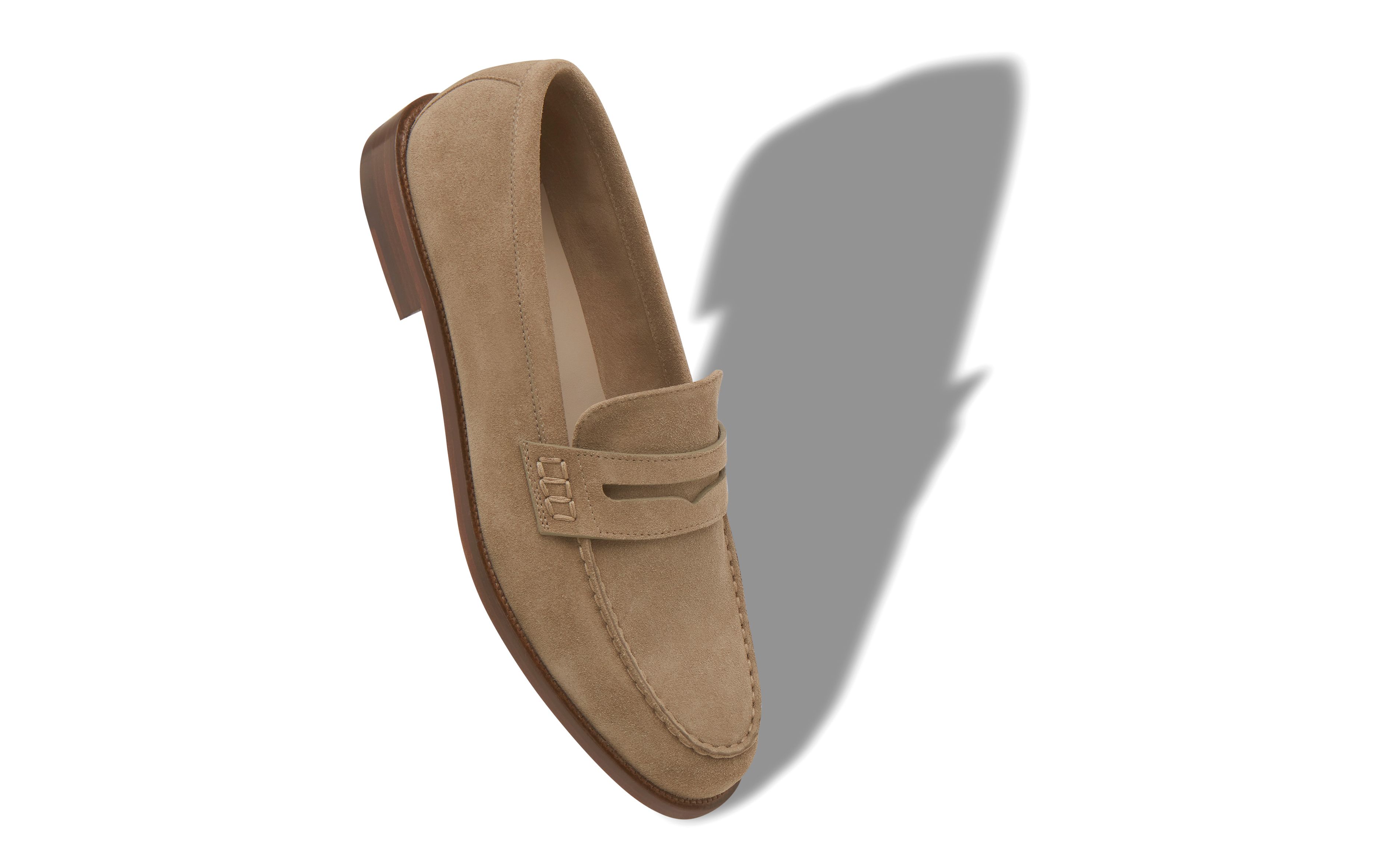 Designer Beige Suede Penny Loafers - Image Main