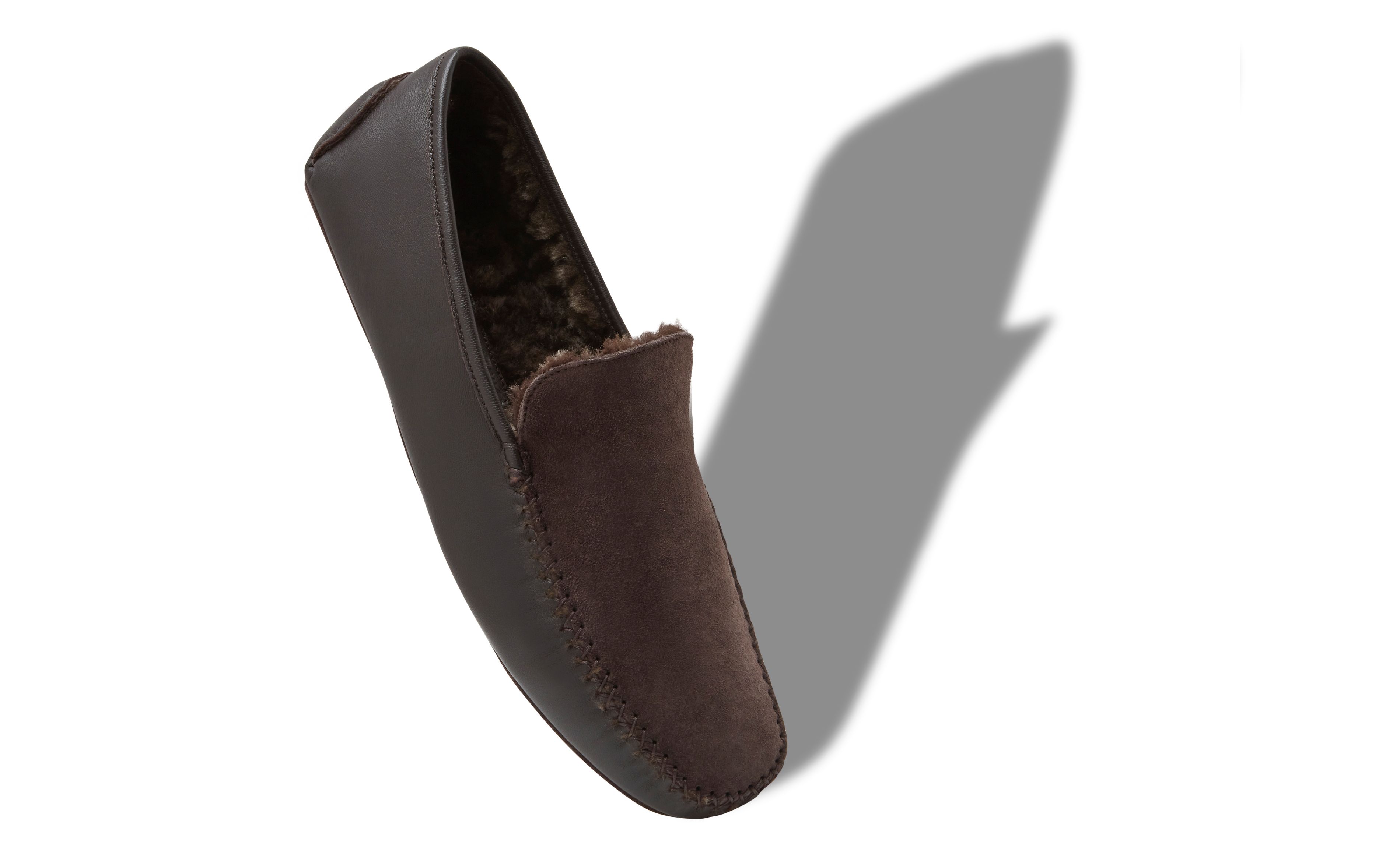 Designer Brown Nappa Leather and Suede Driving Shoes - Image Main