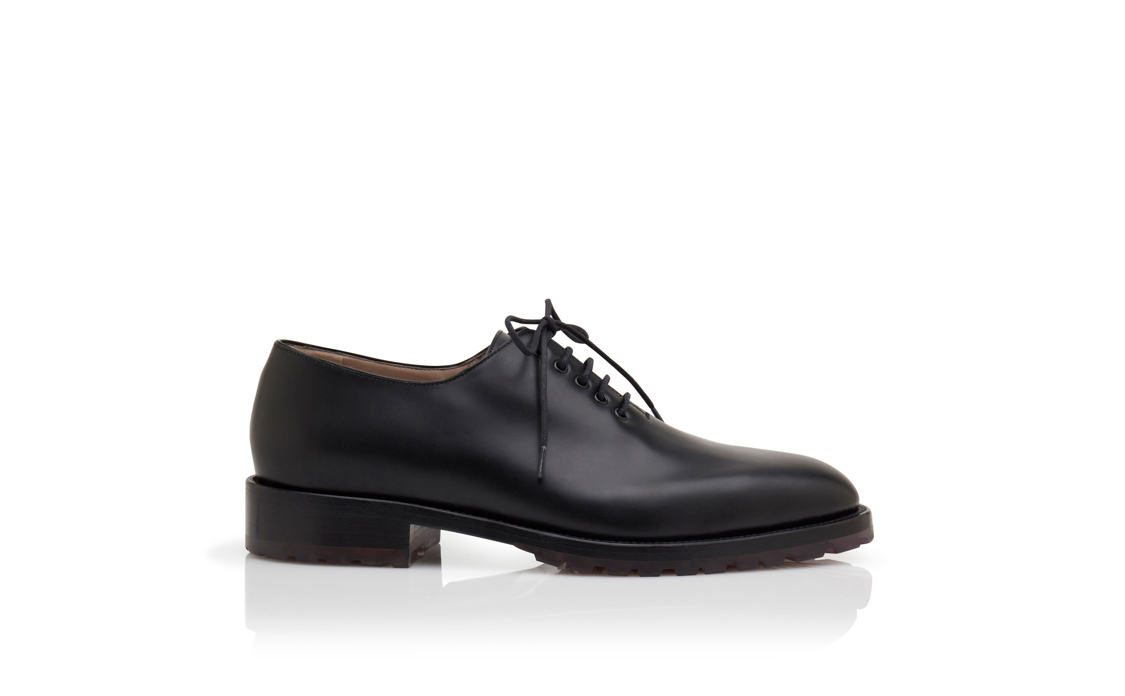 Designer Black Calf Leather Lace Up Shoes - Image thumbnail