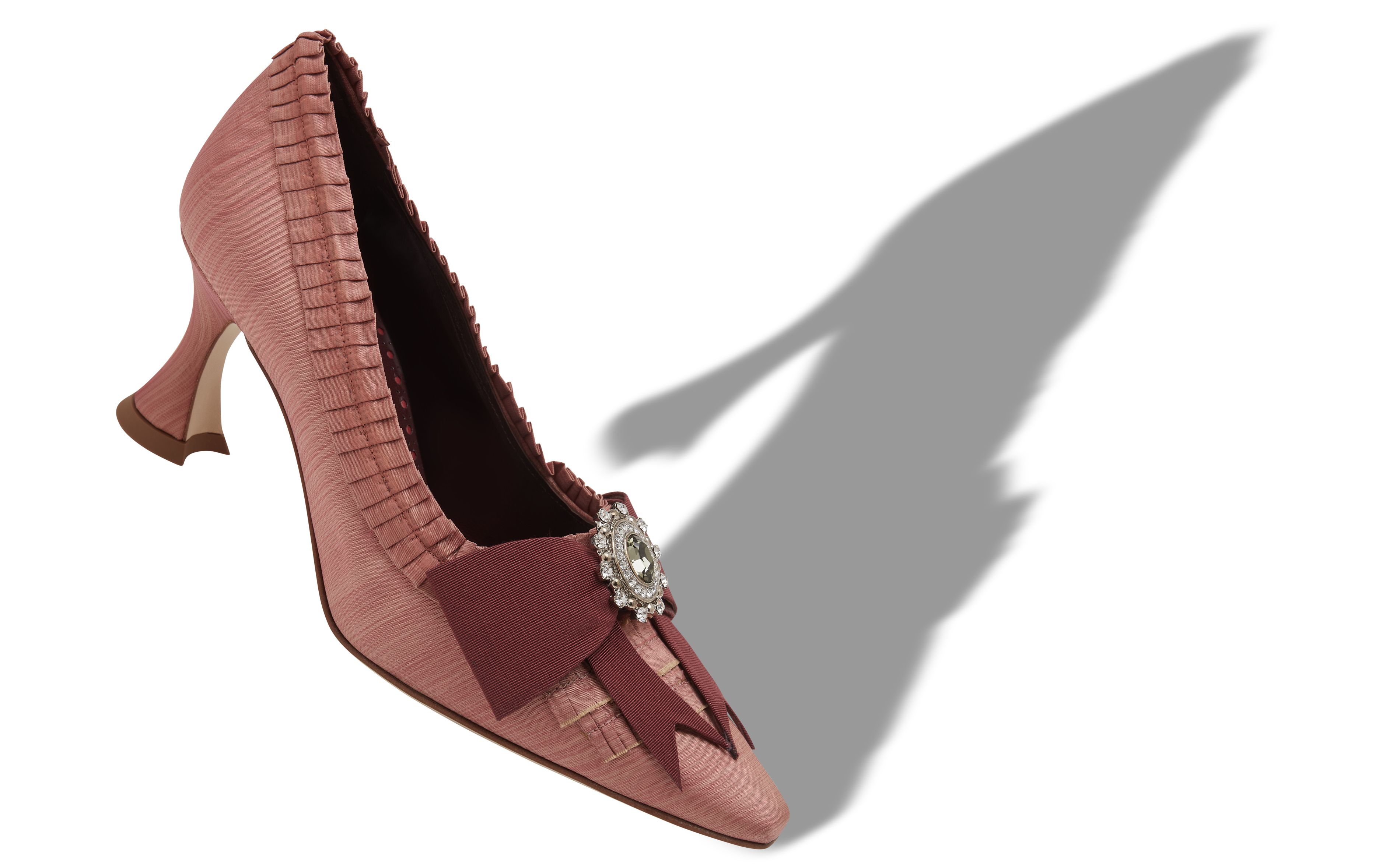 Designer Pink Silk Bow Detail Pumps - Image Main View