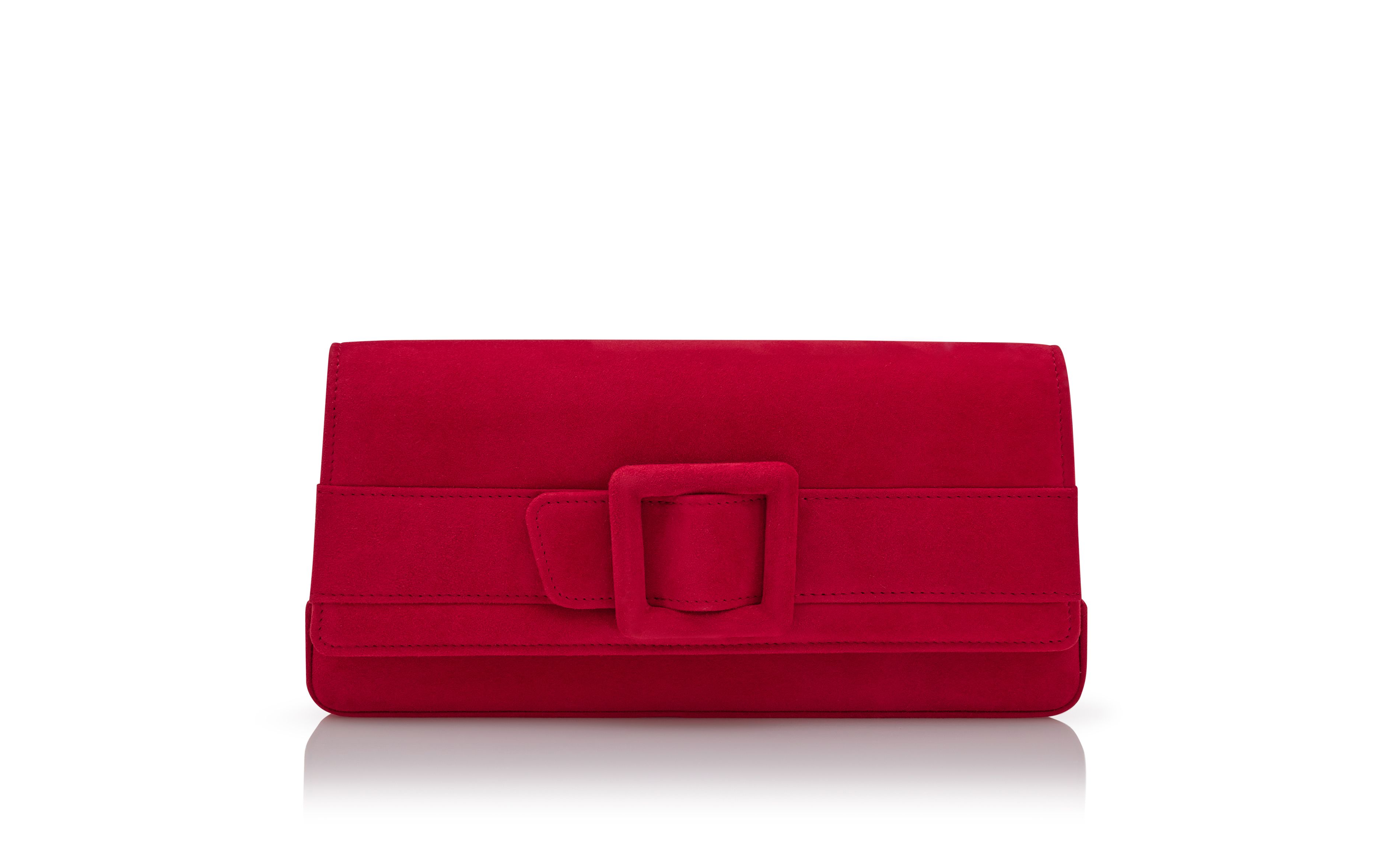 Designer Red Suede Buckle Clutch - Image thumbnail