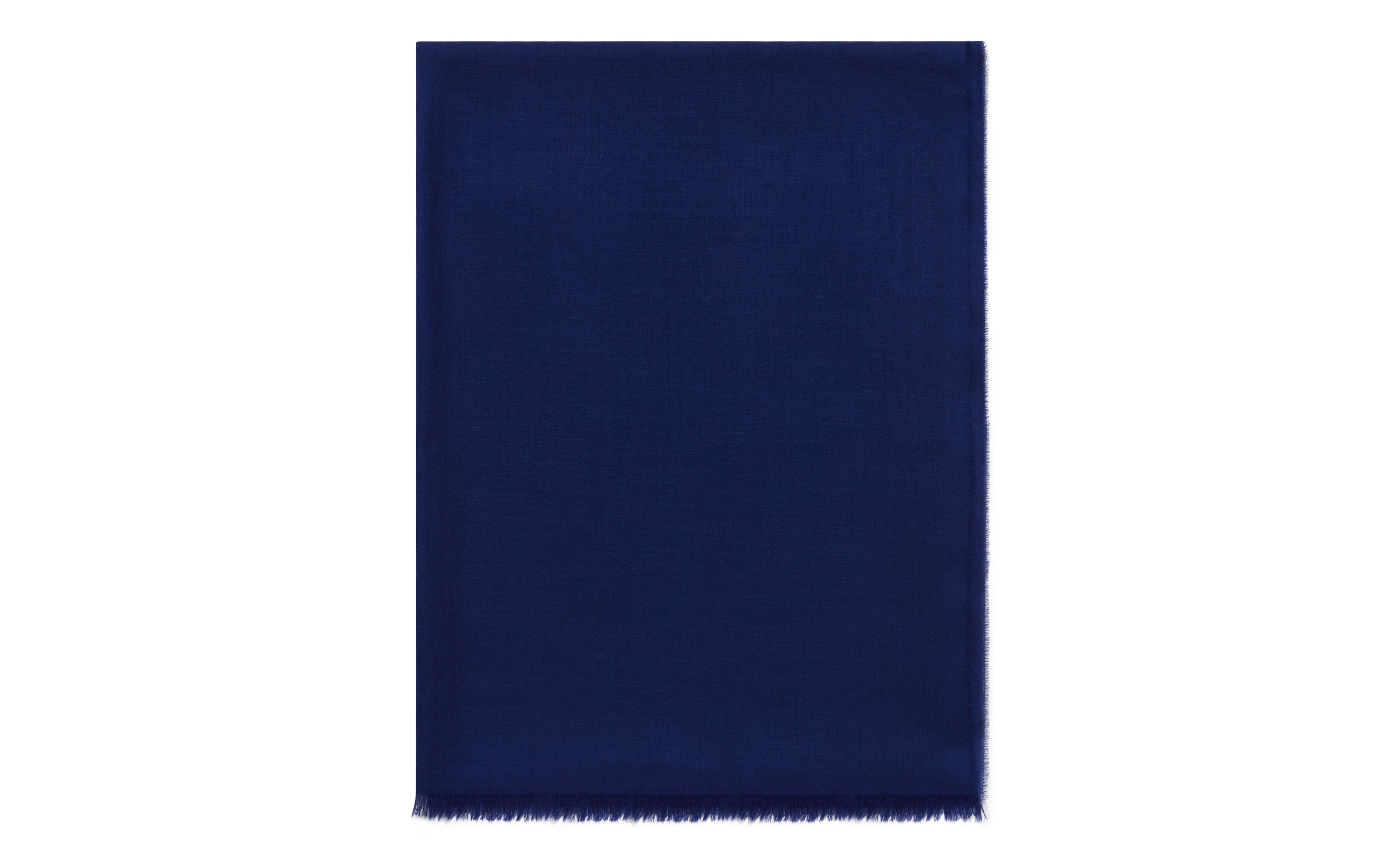 Designer Cobalt Blue Superfine Cashmere Scarf - Image Side View