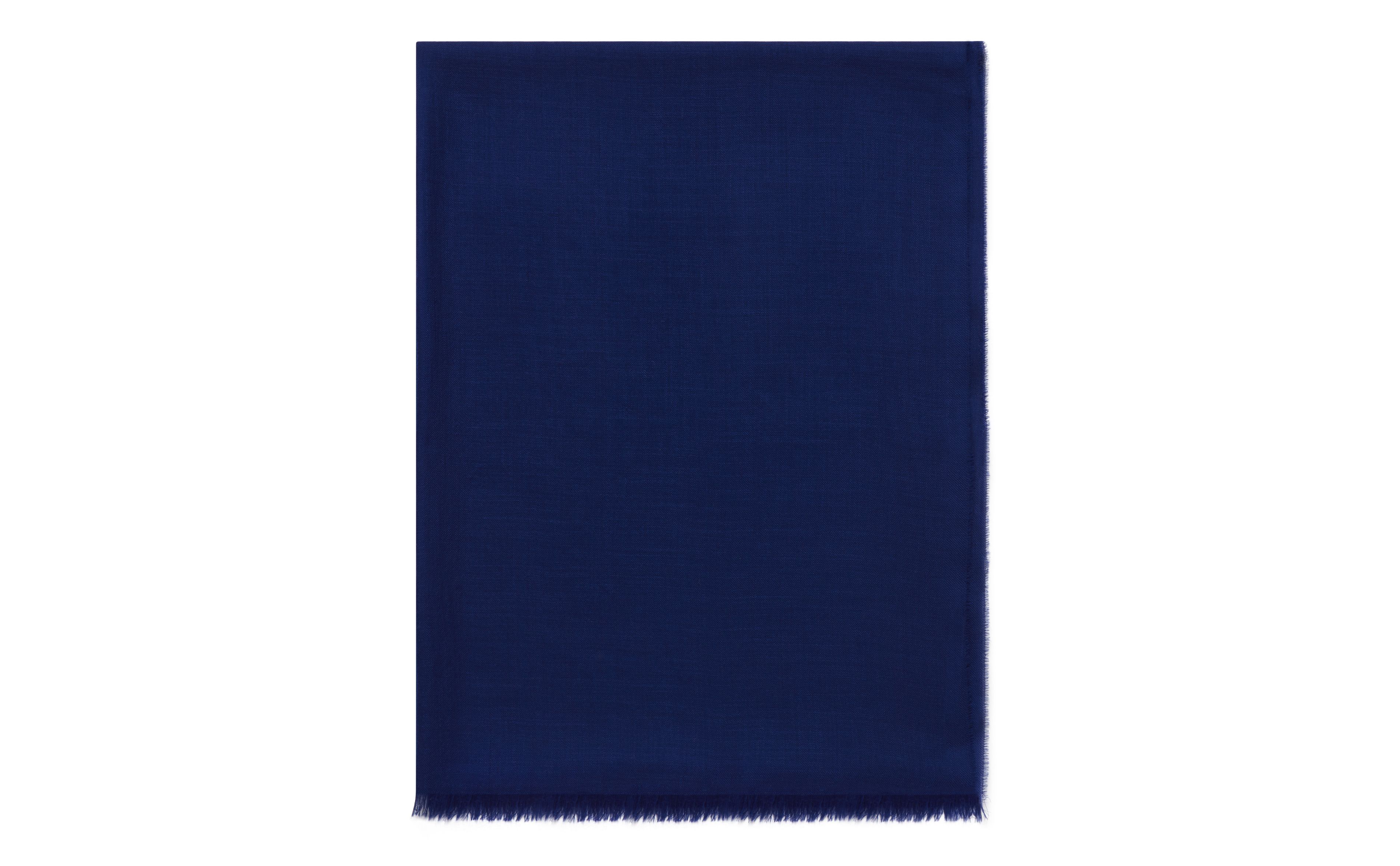 Designer Cobalt Blue Superfine Cashmere Scarf - Image thumbnail