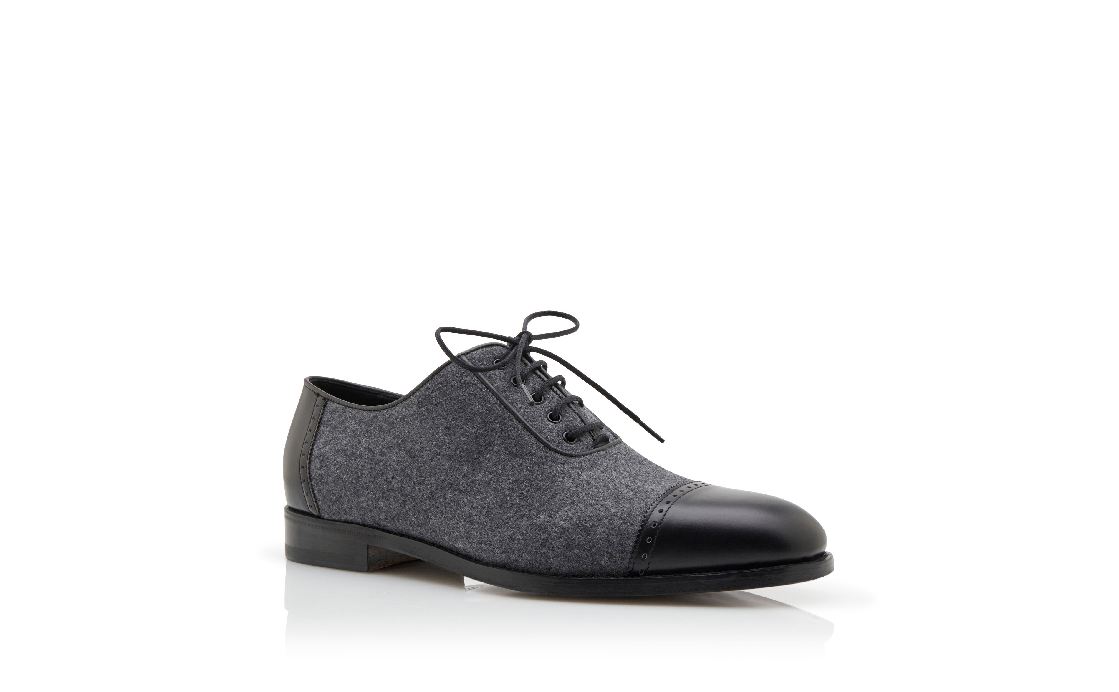 Designer Black and Dark Grey Wool Lace Up Shoes - Image Upsell